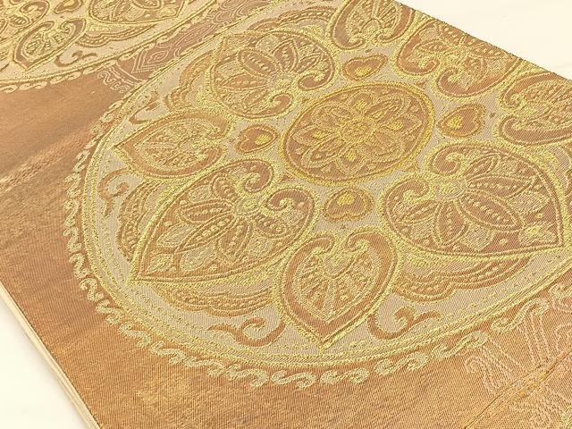 平和屋着物◎六通柄袋帯　絵皿花文　金糸　正絹　逸品　CAAX2865id