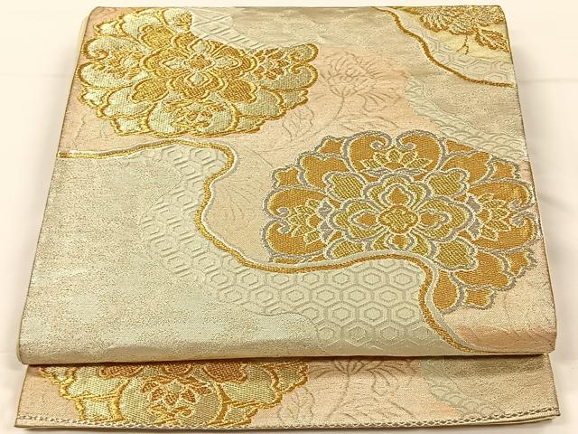 平和屋着物◎六通柄袋帯　唐織　道長正倉院花文　金銀糸　正絹　逸品　CAAX2866id