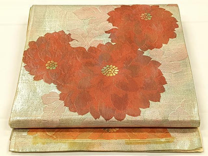 平和屋着物◎六通柄袋帯　草花文　正絹　逸品　CAAX2869id