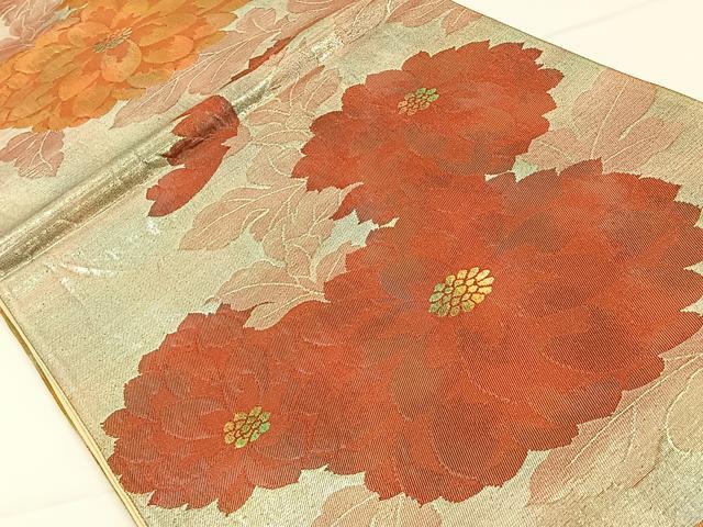 平和屋着物◎六通柄袋帯　草花文　正絹　逸品　CAAX2869id