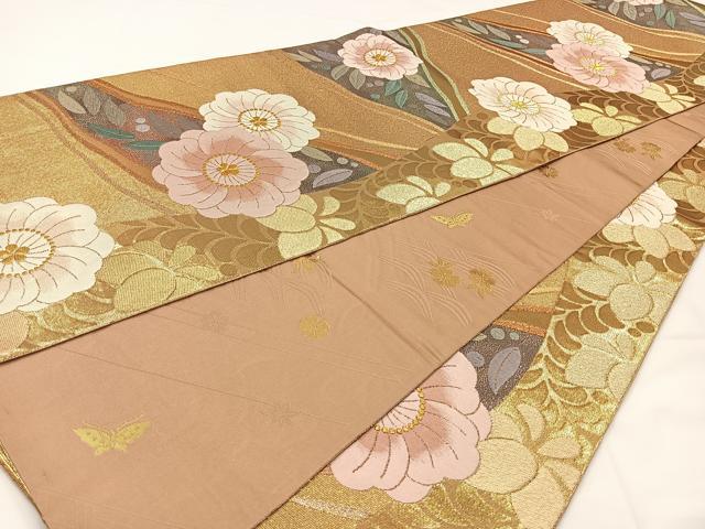 平和屋着物◎全通柄袋帯　唐織　草花文　金糸　正絹　逸品　CAAX2879id