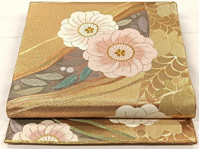 平和屋着物◎全通柄袋帯　唐織　草花文　金糸　正絹　逸品　CAAX2879id