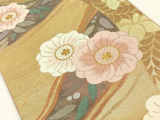 平和屋着物◎全通柄袋帯　唐織　草花文　金糸　正絹　逸品　CAAX2879id