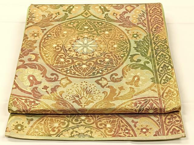 平和屋着物◎六通柄袋帯　絵皿更紗唐草文　正絹　逸品　CAAX2889id