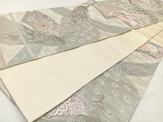 平和屋着物◎六通柄袋帯　唐織　正倉院孔雀花文　九百錦　プラチナ箔　正絹　逸品　CAAX2892id