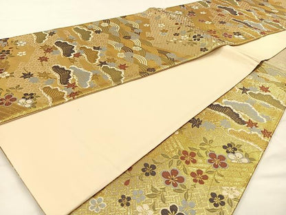 平和屋着物◎六通柄袋帯　唐織　吉祥松花文　金糸　正絹　逸品　CAAX2901id