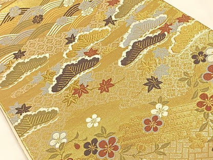 平和屋着物◎六通柄袋帯　唐織　吉祥松花文　金糸　正絹　逸品　CAAX2901id