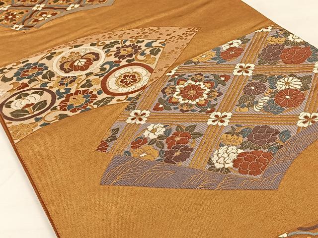 平和屋着物◎六通柄袋帯　唐織　地紙花文　金糸　正絹　逸品　CAAX2923id