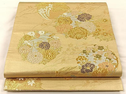 平和屋着物◎六通柄袋帯 草花文 金銀糸 正絹 逸品 CAAX2925id