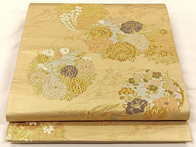 平和屋着物◎六通柄袋帯 草花文 金銀糸 正絹 逸品 CAAX2925id