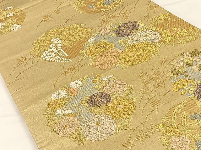 平和屋着物◎六通柄袋帯 草花文 金銀糸 正絹 逸品 CAAX2925id
