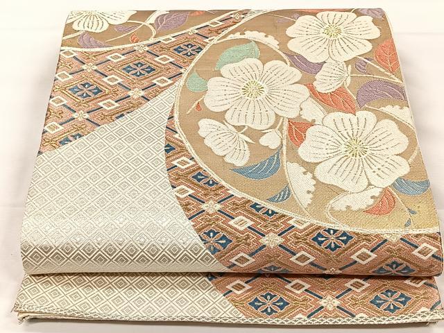 平和屋着物◎六通柄袋帯 唐織 天井花文 金銀糸 正絹 逸品 CAAX2928id