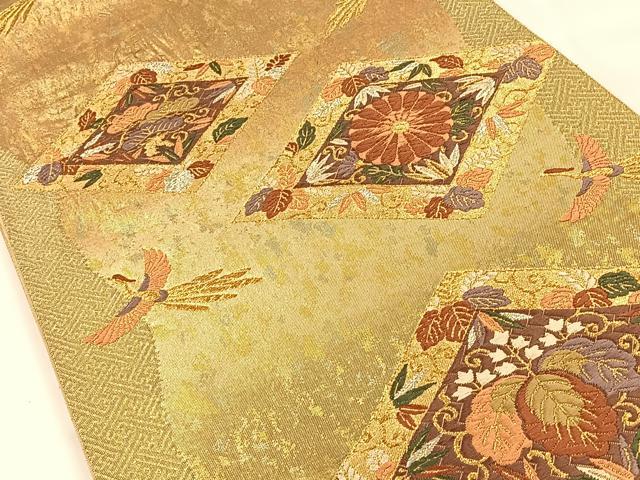 平和屋着物◎六通柄袋帯　遊彩唐織　鳳凰花菱文　引箔　正絹　逸品　CAAX2929id