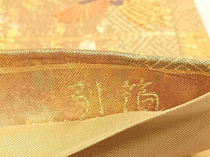 平和屋着物◎六通柄袋帯　遊彩唐織　鳳凰花菱文　引箔　正絹　逸品　CAAX2929id