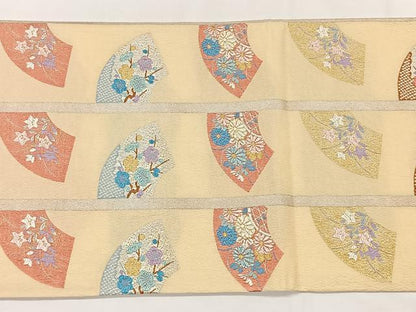 平和屋着物◎太鼓柄袋帯　唐織　地紙枝花間道　金銀糸　正絹　逸品　CAAX2938id