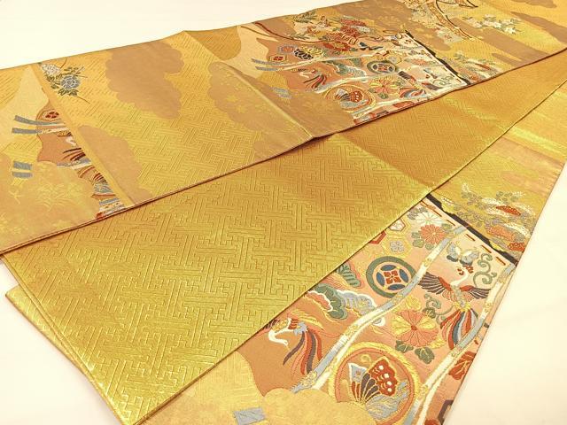 平和屋着物◎六通柄袋帯　唐織　几帳花鳥文　金糸　正絹　逸品　CAAX2941id