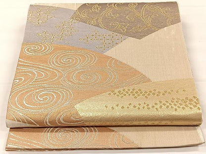 平和屋着物◎六通柄袋帯　地紙重ね流水唐草文　金銀糸　正絹　逸品　CAAX2943id