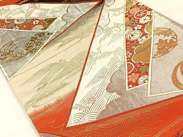 平和屋着物◎西陣の名門織元　いづくら謹製　六通柄袋帯　唐織　色紙清華　黒地　金銀糸　正絹　逸品　CAAX2944id