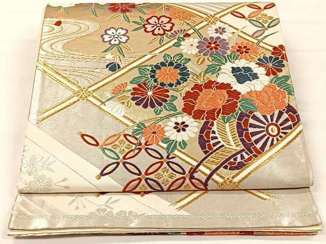 平和屋着物◎六通柄袋帯　唐織　天井花車文　金銀糸　正絹　逸品　CAAX2951id