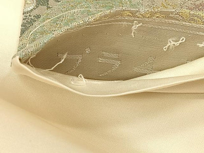 平和屋着物◎六通柄袋帯　作家物　立波吉祥花文　プラチナ箔　正絹　逸品　CAAX2963id