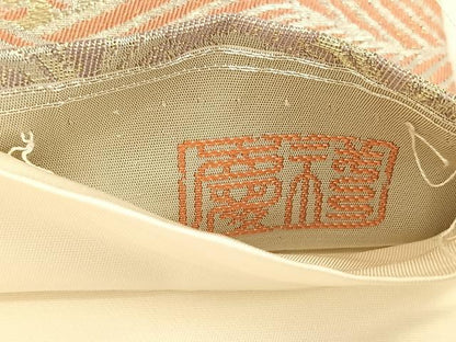 平和屋着物◎六通柄袋帯　作家物　立波吉祥花文　プラチナ箔　正絹　逸品　CAAX2963id