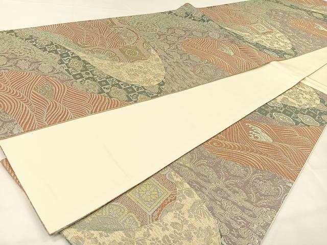平和屋着物◎六通柄袋帯　作家物　立波吉祥花文　プラチナ箔　正絹　逸品　CAAX2963id