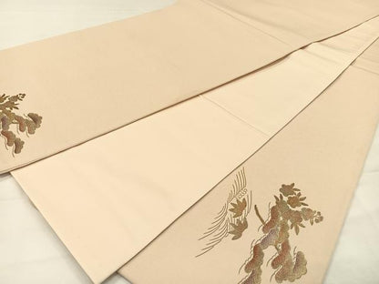 平和屋着物◎太鼓柄袋帯　御所車飛鶴枝花文　金彩　正絹　逸品　CAAX2966id