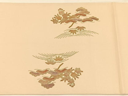平和屋着物◎太鼓柄袋帯　御所車飛鶴枝花文　金彩　正絹　逸品　CAAX2966id
