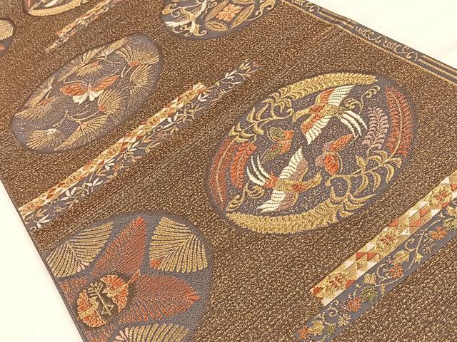 平和屋着物◎六通柄袋帯 唐織 花鳥丸文 金糸 正絹 逸品 CAAX2988id