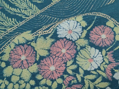平和屋着物●上質な小紋　紬地　草花文　正絹　逸品　CAAX3039th