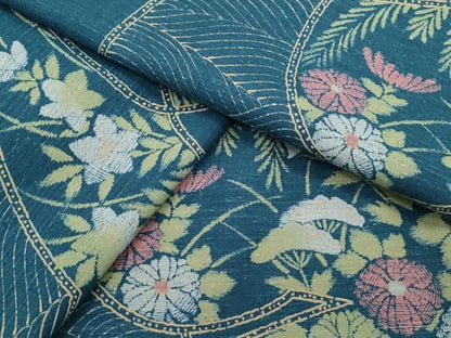平和屋着物●上質な小紋　紬地　草花文　正絹　逸品　CAAX3039th