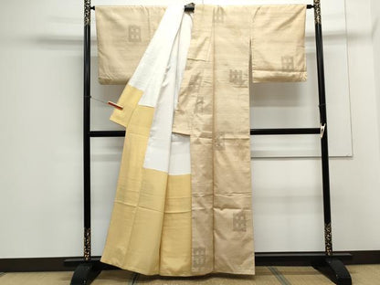 平和屋着物●上質な紬　100亀甲　吉祥文　正絹　逸品　CAAX3048th