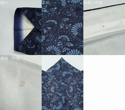 平和屋着物●上質な小紋 紬地 型染め 花蝶文 正絹 逸品 CAAX3055th