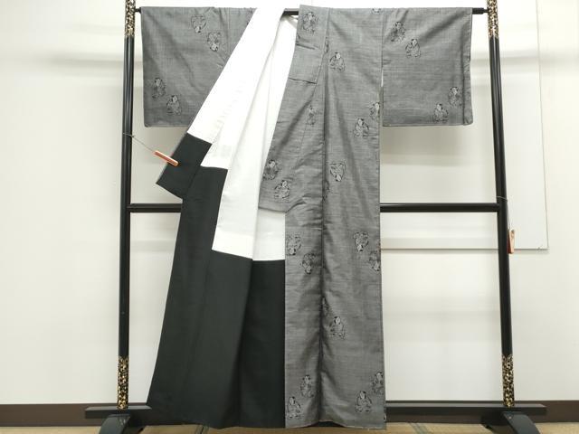 平和屋着物●本場大島紬 9マルキ 人物文 正絹 逸品 CAAX3059th