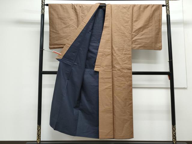 平和屋着物●男性　紬　格子文　正絹　逸品　CAAX3068th