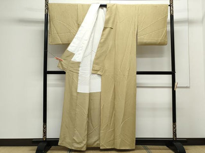 平和屋着物●上質な色無地　舞花地紋　利休茶色　正絹　逸品　CAAX3086th