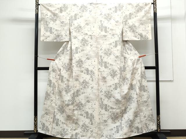 平和屋着物●上質な紬　吉祥花文　正絹　逸品　CAAX3091th