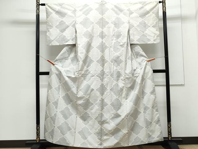 平和屋着物●本場大島紬 白大島 7マルキ 松皮菱文 正絹 逸品 CAAX3094th