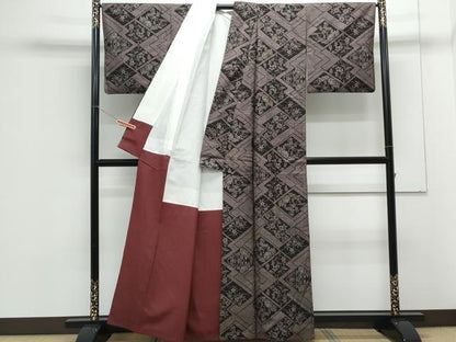 平和屋着物●本場大島紬　7マルキ　風景草花文　正絹　逸品　CAAX3100th