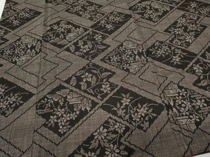 平和屋着物●本場大島紬　7マルキ　風景草花文　正絹　逸品　CAAX3100th