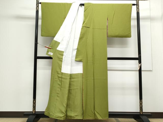 平和屋着物●上質な色無地　黄緑色　やまと誂製　正絹　逸品　CAAX3106th