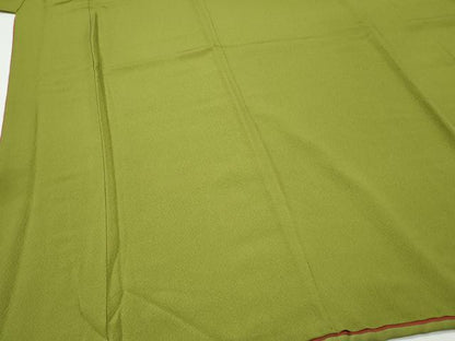 平和屋着物●上質な色無地　黄緑色　やまと誂製　正絹　逸品　CAAX3106th