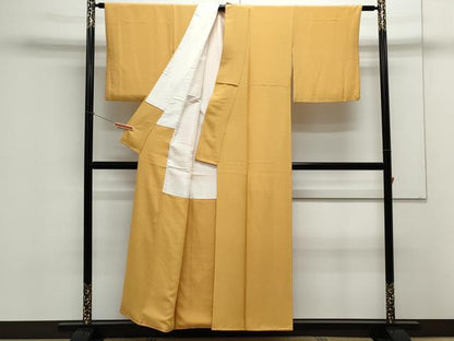平和屋着物●上質な色無地　柑子色　正絹　逸品　CAAX3122th