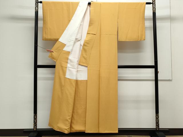 平和屋着物●上質な色無地　柑子色　正絹　逸品　CAAX3122th