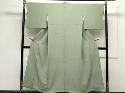 平和屋着物●上質な色無地　鶸茶色　正絹　逸品　CAAX3126th