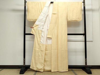 平和屋着物●上質な色無地 立波地紋 蜂蜜色 正絹 逸品 CAAX3129th