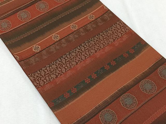 平和屋着物◎全通柄袋帯 花間道 金糸 正絹 逸品 CAAX3273qv
