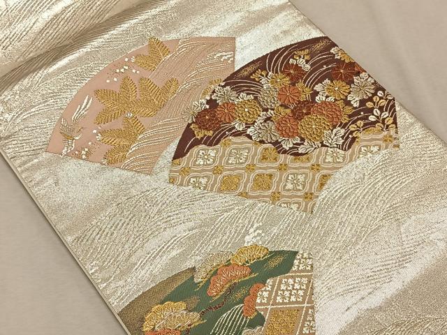 平和屋着物◎六通柄袋帯唐織　地紙花文　金銀糸　正絹　逸品　CAAX3320qv