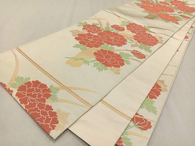 平和屋着物◎全通柄　本袋帯　飾花文　金糸　正絹　逸品　CAAX3325qv