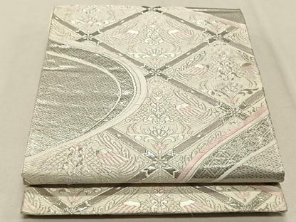 平和屋着物◎六通柄袋帯　唐織　天井花鳥文　プラチナ箔　正絹　逸品　CAAX3332qv